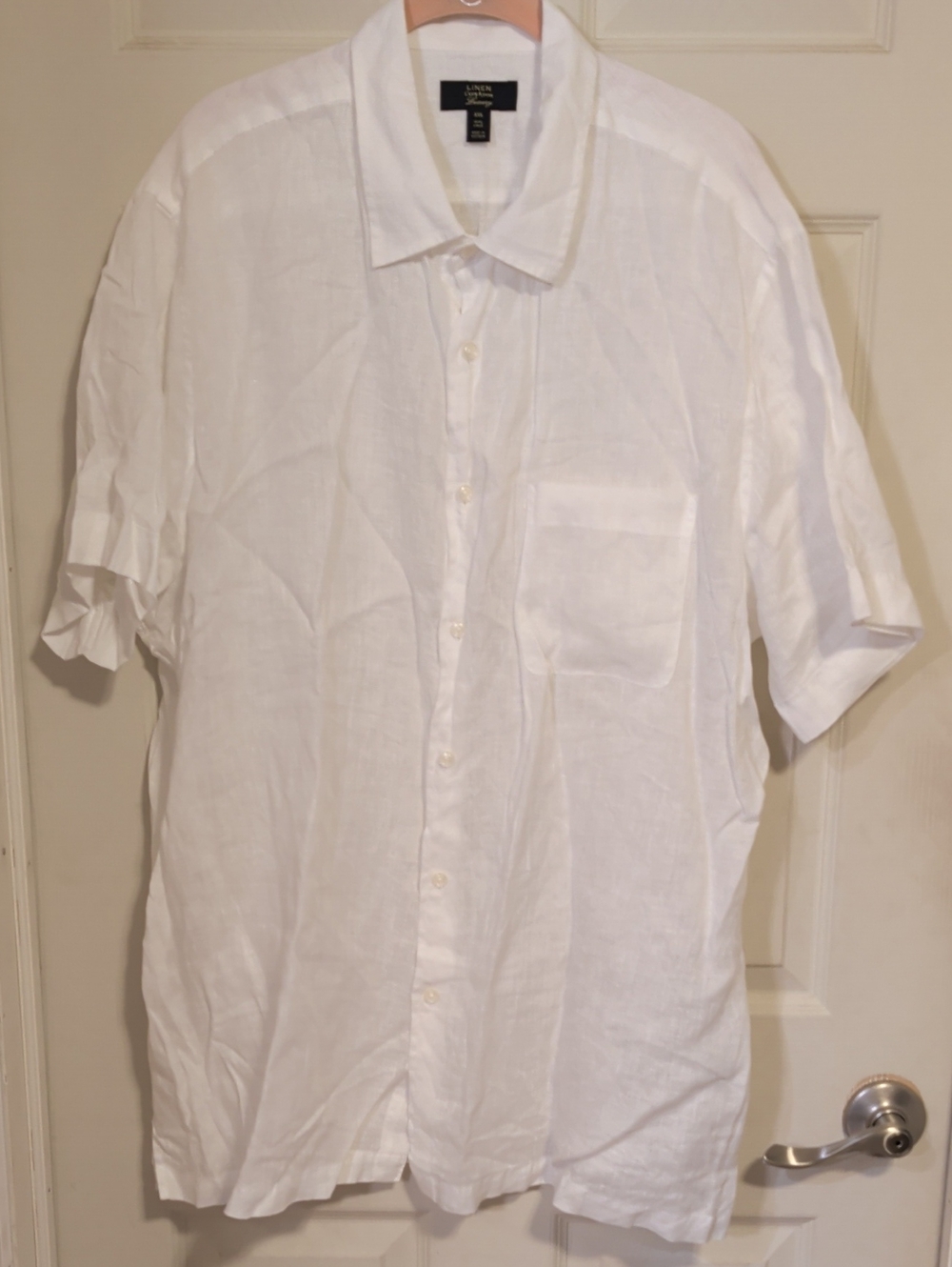 Club Room Luxury 100% Linen Short Sleeve Button-Down Shirt Size XXL-White